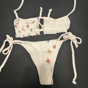 Zaful White Bikini with Colorful Butterfly Design